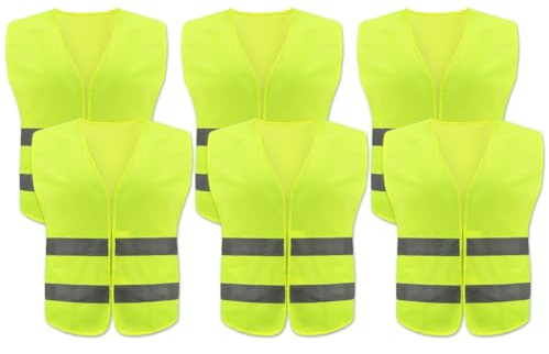 Hitopin 6PCS Chalecos de Seguridads, Chaleco Reflectante, Chaleco Reflectante de Seguridad, Auto-Chaleco De Seguridad, Chalecos de Seguridads de Alta Visibilidad, para Correr, Conductor, Limpiadores