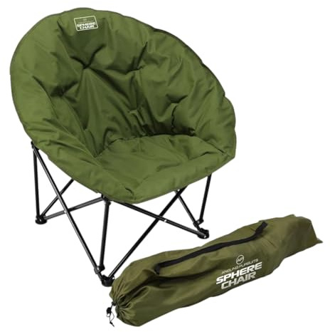 Angling Pursuits Sphere Chair, Compact Folding Carp Fishing Chair, Green, with Carry Bag