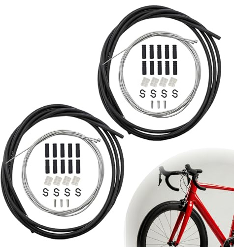 2 Set Fahrrad Schaltzug Set, 2 m Schaltzughülle Mit Schaltinnenzüge Endhülsen Kabelendkappen S-Haken O-Ringe Universal Schaltseil Fahrrad Für Mountainbike Rennrad Faltrad