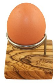 D.O.M. Coquetier en bois d'olivier et acier inoxydable