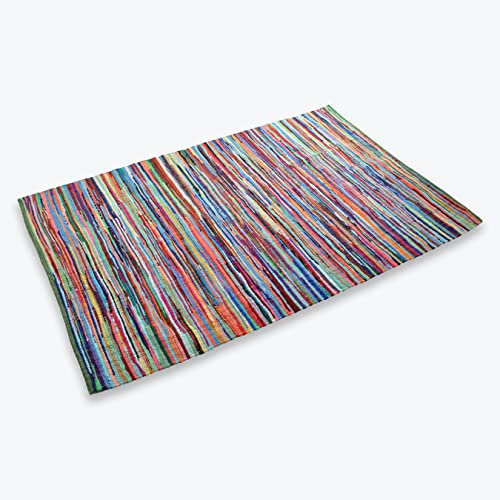 Allure Handmade Large Rag Rug - Multicoloured Chindi Rug for Hallway, Bedroom, Living Room (120 x 180cm)