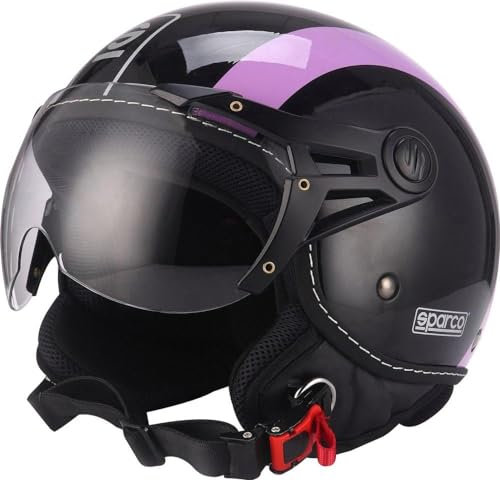 Sparco Riders Demi Jet 22682NGV Casco Moto, Nero/Viola, XL