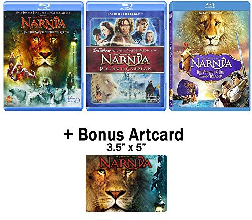 The Chronicles of Narnia: Complete Movie Trilogy Blu-ray Bundle (The Lion, the Witch and the Wardrobe / Prince Caspian / Voyage of the Dawn Treader) + Bonus Art Card
