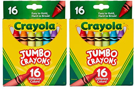 Jumbo Crayons, Assorted Colors, Great Toddler Crayons, 16Count (Pack of 2)