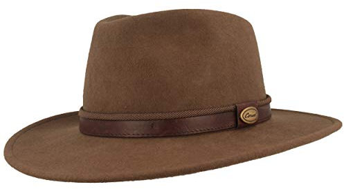 Rollbarer Outdoor Filz-Hut | Trekking-Hut | Wollhut aus 100% Wolle – Wasserabweisend & Faltbar – mit Ledergarnitur & Huteinlagen - Für Herren & Damen (Beige, 60)