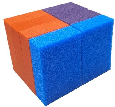 Steppan 8 x Filterschwamm geschlitzt 31 cm hoch für Oase Biotec 60000/18 und Screenmatic neues Modell ab 2016. 2 x blau grobporig 3 x lila mittelporig 3 x rot feinporig.