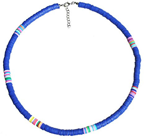Holibanna Boho Choker Halskette Polymer Clay Choker Beach Party Halskette für Frauen Schmuck Geschenk (Saphirblau 6Mm)