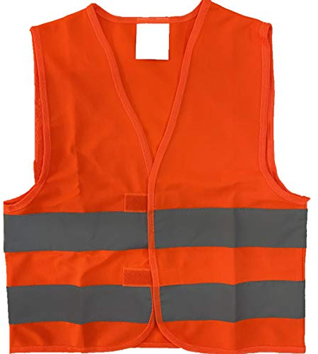 Jocon- Chaleco de seguridad reflectante de alta visibilidad para niños, de color naranja, para disfraz, para correr, andar en bicicleta, talla S (pequeño)