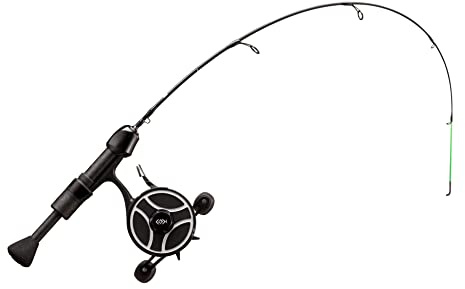 13 FISHING - The Snitch Pro/Freefall Ghost - Inline Ice Fishing Combo - 23 with Flex-Core Quick Action Tip - Left Hand Retrieve - SNPFF-23-LH Black