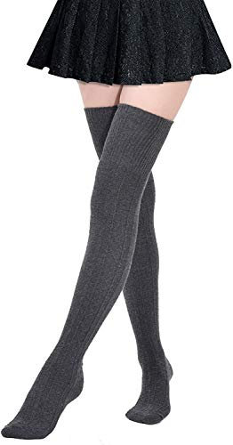 DRESHOW Kniestrümpfe Overknee Strümpfe Lange Gestreifte Socken Beinwärmer Schenkel Socken für Damen und Mädchen
