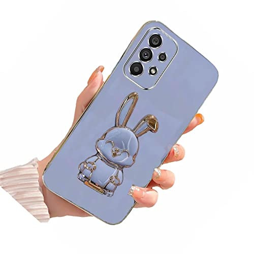 Didan Nadoli pour Samsung Galaxy A13 5G Lapin Invisible Béquille Coque,Ultra Mince Placage Télescopique Bunny Pliant Supporter Antichocs Silicone Flexible Coque Housse Étui de Potection