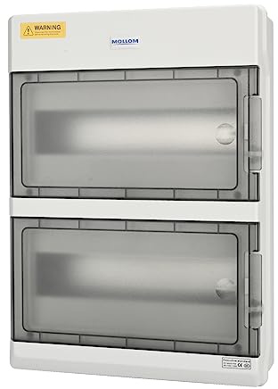 Mollom Caja de Distribución de Energía de 24 Vías con Barras Colectoras y Riel DIN para Interruptor Automático en Miniatura MCB, Impermeable IP66. Disponible para Uso Interior y Exterior