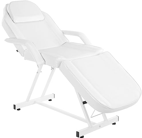 Bonnlo Table de Massage Pliante Professionnelle, lit D'esthéticienne, Table Esthetique Professionnel Faciale Polyvalente pour équipement de Salon de Beauté Spa Coiffeur (Blanc, 185x82x70 cm, Table-0)