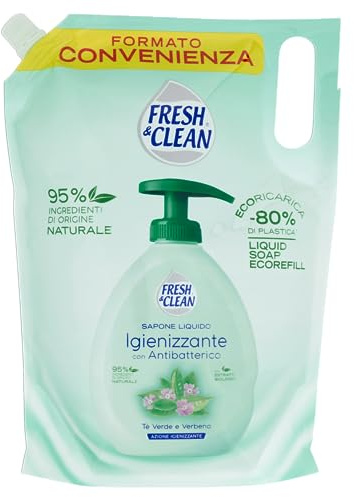 Fresh&Clean Sapone Liquido Antibatterico Ecoricarica 100ml, 1000ml