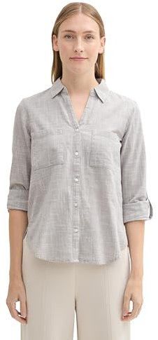 TOM TAILOR Damen Hemdbluse mit Brusttaschen, 10921 - Explicit Grey, 36
