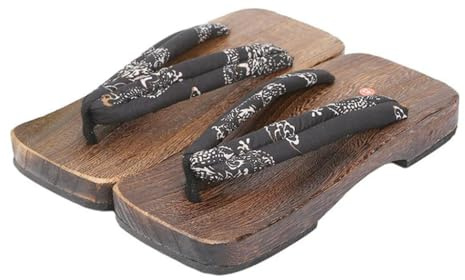 Zapatillas Tradicionales Japonesas Kimono,Zuecos de Madera Masculinos, Zapatillas de Madera Impresas en Azul Retro,Zapatillas en Forma de Chevron