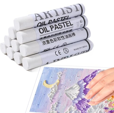 Lot de 10 pastels à l'huile ronds blancs doux pour adultes - Couleurs vives intenses - Pastels à la craie pour artistes débutants - Fournitures d'art non toxiques pour dessin, mélange de graffiti