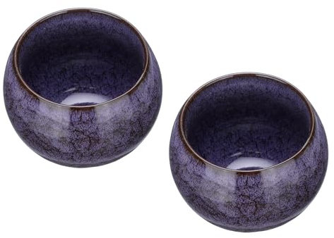 sourcing map 2pcs Handmade Tea Bowls 150ml / 5oz Kiln Change Chinese Japanese Teacup Ceramic Gong Fu Tea Set for Office Home Gifts, Purple