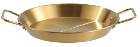 Tomotato Padella per Paella, Ø 21cm Padella per Paella in Acciaio Inossidabile Oro Padella Antiaderente con Doppio Manico, Padella per Frittata, per Ristorante di Casa, Campeggio All'Aperto