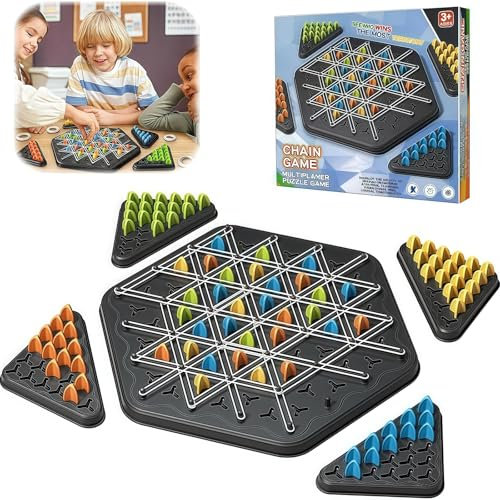 Triggle Game lustiges Triggle Spiel mit Gummibänder Ketten Dreieck Schachspiel Interaktives Steckspiel Brain Games Triggle Ketten Dreieck Spiel Familienspiele zum Feiern mit Kindern und Erwachsenen