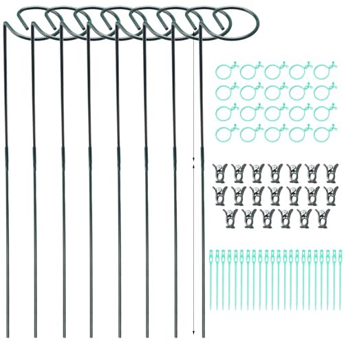 VirtuGro Supporto per Piante da Interno Supporto Piante Interno Metallico Tutore per Piante Può Essere Giuntato Pali di Sostegno per Piante Rampicanti Con Anelli di Fissaggio Multipli (8pcs, 60cm)