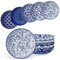 vancasso Série SELENE Lot de 6 Grands Bols à Pâtes, 1200ML Assiette Creuse en Porcelaine Bleu et Blanc, Saladier pour Cuisine, Passe au Four, Lave-vaisselle et Micro-ondes, Style Chinois