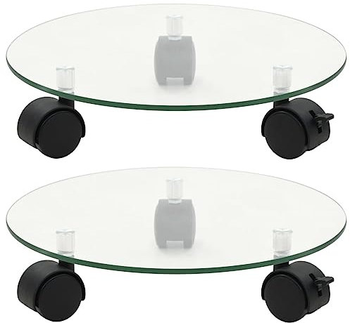 LLEZKBR Maison et jardin, pelouse et jardin, jardinage, supports de plantes, rouleaux de plantes, 2 pièces en verre trempé de 28 cm de diamètre