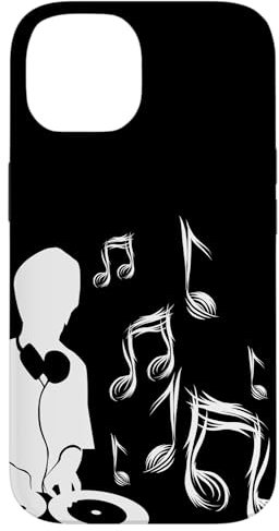 DJ con tocadiscos y partituras, drum and bass, techno Carcasa para iPhone 14