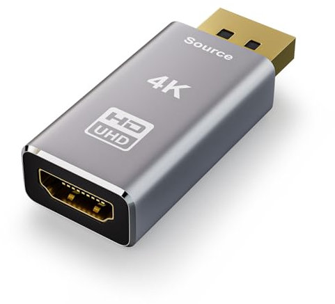 VIEVRE 4K Displayport auf HDMI Adapter, Displayport auf HDMI,Unidirektional DP auf HD 4K@30Hz/2K@60Hz/1080P@120Hz mit Laptop, Monitor, TV, Projektor mit Audioübertragung und Gute Qualität Auflösung