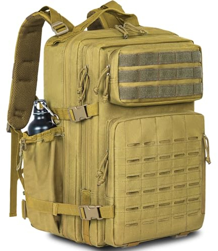 OUUTMEE 40L Taktischer Rucksack 900D Nylongewebe Jagd Rucksäcke Outdoor-Überlebensrucksack Rucksack Herren für Wandern, Trekking, Campen （Khaki）