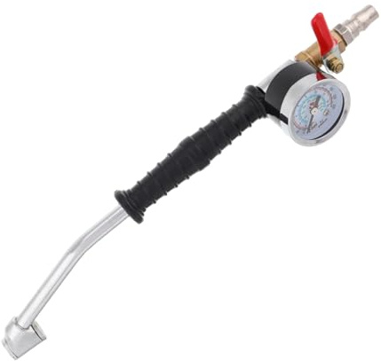 GOOHOCHY Inflador de Neumáticos con Boquilla Extendida y Manómetro Integrado Tubo Curvado para Inflado Rápido y Resistente para Camiones y Coches Adaptador de Inflado Eficaz para Ruedas