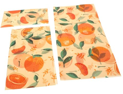 Gatuida 3 Feuilles Wraps Alimentaires Réutilisables Biologique et Cire Abeille Écologique pour Conservation Fraîcheur des Aliments Maison et Restaurant