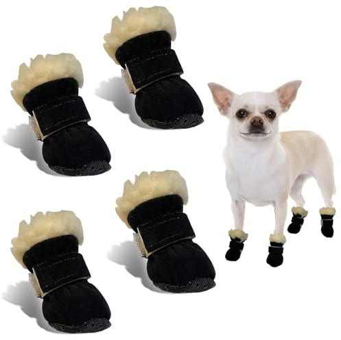 Zapatos para Perros Antideslizantes, 4 Piezas Botas Nieve para Perros, Zapatos Invierno Perro, Protector de Pata de Botas para Perros, Adecuado para Perros Pequeños Medianos y Grandes (Negro, M)