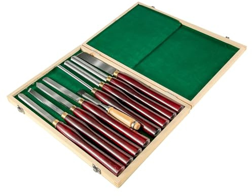 Juego de cinceles de torno, herramientas de torneado de madera HSS, 8 Uds., herramienta de torneado, con caja de madera