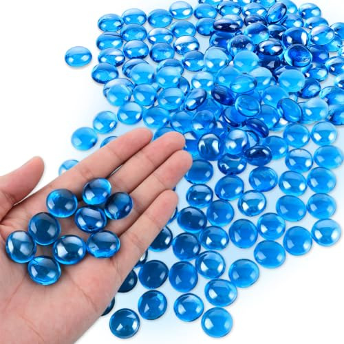 MUXHEL Glass Stones Light Blue 4 kg, Muggle Stones 17-19 mm, Glass Nuggets for Vase, Aquarium, Flower Pot, Table Decoration, DIY Crafts, Mosaic and Wedding Decoration