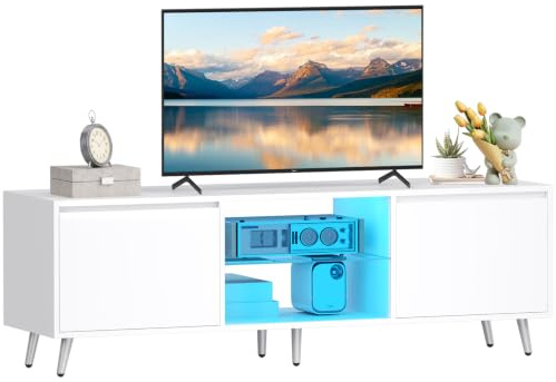 BEWISHOME Mueble TV con Luz LED Ajustable, Ideal para Dormitorio, Oficina