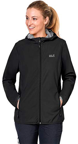 Jack Wolfskin Chaqueta Northern Point para mujer, transpirable, repelente al agua, resistente al viento, funcional, para exteriores, chaqueta de senderismo, chaqueta de forro suave, negro (negro), S