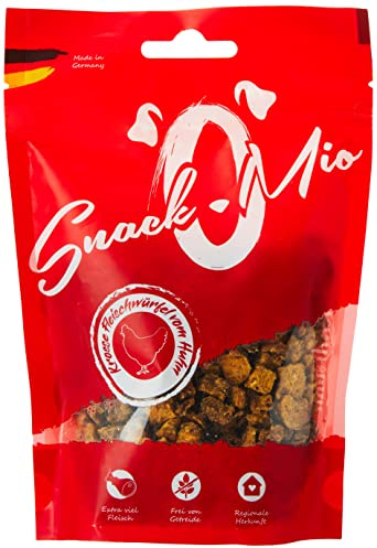 SnackOMio - Snack Premium para Perros - jugosos Dados de Carne de Pollo 125 g, sin Cereales, 1 Pack (1 x 125 g)