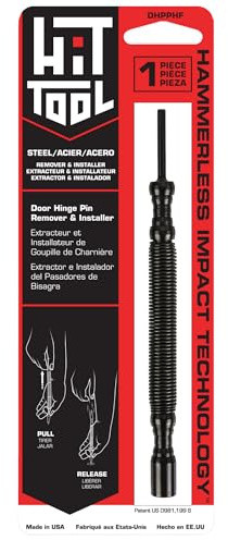 HIT Tool Door Hinge Pin Removal Tool – Spring-Driven Hinge Pin Punch & Steel-Faced Hammer – Compact, Hammerless Tool for Easy Pin Removal & Installation – Made in The USA