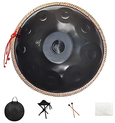 Handpan 432HZ,10 Sounds 22 Inches D Minor Handpan Drum,Premium Steel Hand Pan Instrument for Adults,Classic Black