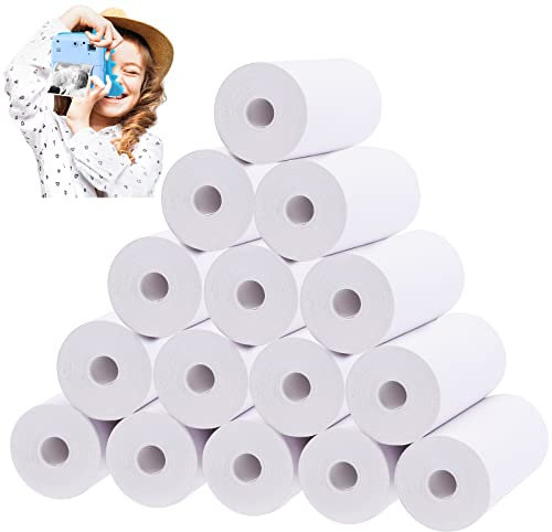 Thermopapier für Kinderkamera 15 Rollen Weiß Thermo Druckerpapier, Rollen Nachfülldruckpapier für Kinderkamera Sofortdruckkamera Fotodrucker Etiketten(57 x 30mm)