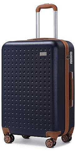 KONO Hartschalenkoffer Reisekoffer Koffer Trolleys 100% ABS Handgepäck Koffer mit 8 Spinnerräder Rollkoffer 55 * 38 * 24cm TSA-Schloss Reisegepäck Blau