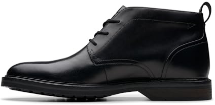 Clarks Premium Botas Aldwin Chukka para hombre, cuero negro, talla 42, Piel negra, 42 1/3 EU