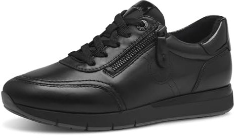 Tamaris Comfort Damen Sneaker flach zum Schnüren mit Reißverschluss, Schwarz (Black Uni), 41 EU
