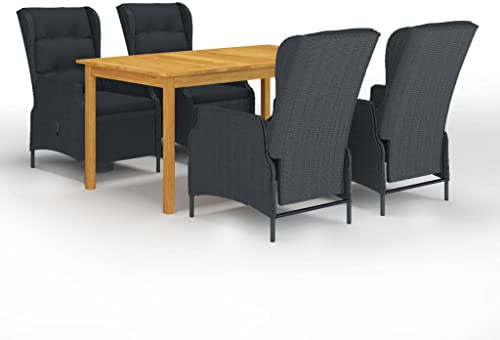 KTHLBRH Juego de muebles de jardín para terraza, muebles de balcón, 5 piezas, color gris oscuro