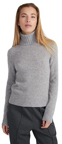 Style & Republic Jersey de cuello alto para mujer, 100% cachemira, corte regular, elegante jersey de punto de cachemira premium para otoño e invierno, gris claro, S