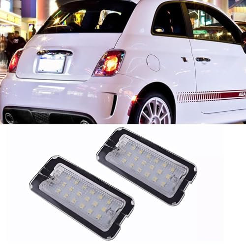 GSRECY 2PCS LED Number License Plate Light, Rear Lamps Compatible with Fiat Abarth 500 595 695 500C S3 S4 2007-2024, White Light with Canbus Number Plate Lamps, LED Tail Lights