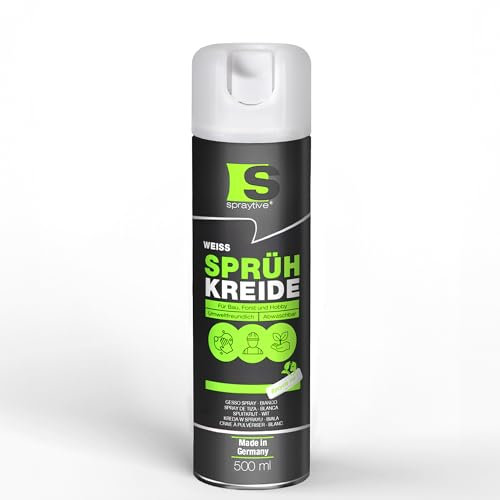 Spraytive 1 x 500 ml de craie blanche – Peinture à la craie lumineuse lavable, spray de marquage extérieur, marquage de sol, spray de marquage temporaire, spray de peinture pour asphalte, herbe, béton