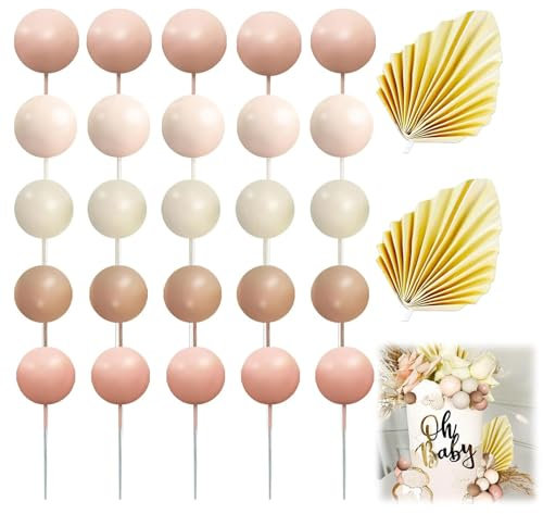 27 Pezzi Topper Foam Ball Torta,Palla Cake Topper Decorazioni,Cake Torta Matrimonio Decorazioni, Mini Palloncini Cake Torta Palline Sfera Cake Topper in Schiuma per Matrimonio.