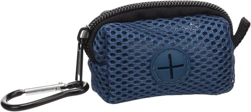 Sac à crottes chien – Misha Bleu – polyester + maille – fermeture éclair + mousqueton – 9x4x5,5 cm – 1 rouleau 20 sacs gratuit